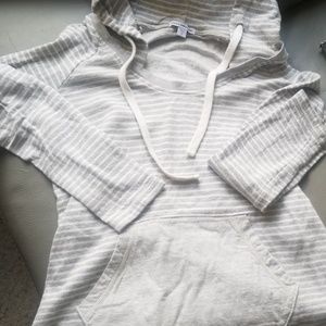 James Perse Striped Tunic Hoodie